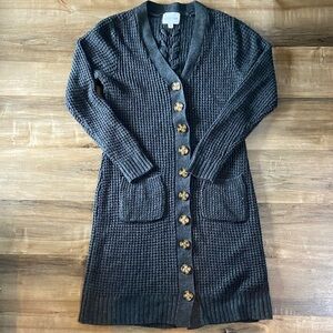 Olive + Oak Charcoal Button-Front Cardigan